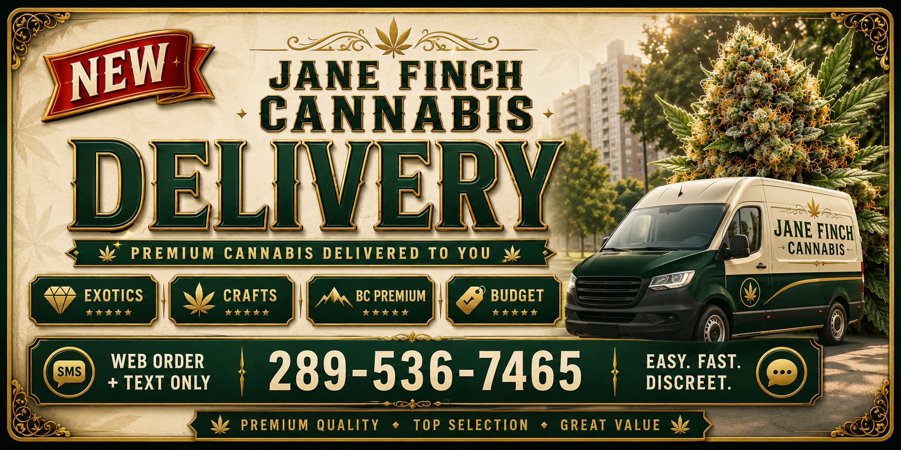 Jane Finch Cannabis delivery — web orders and text-only ordering